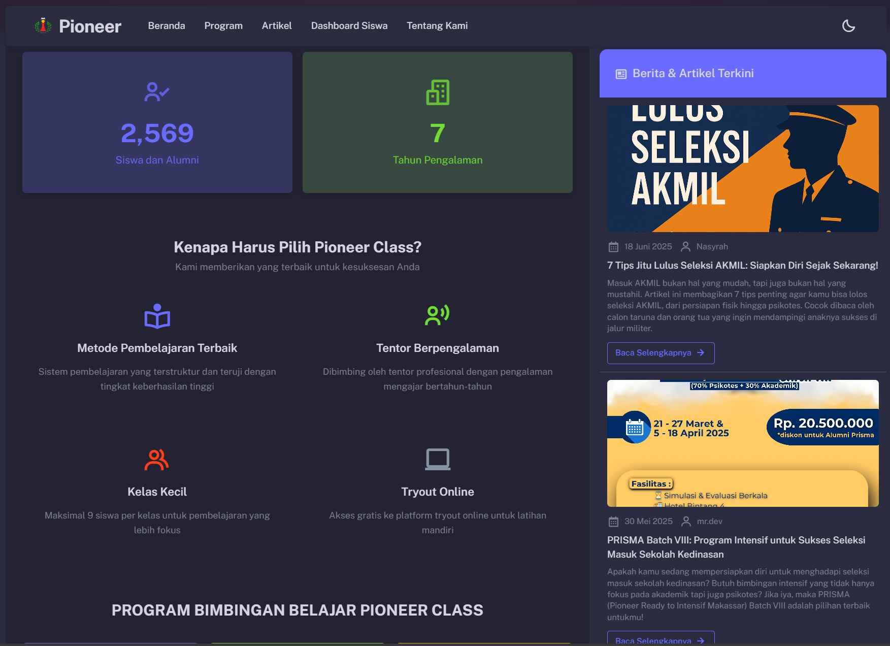 Pioneer Class Academy Screenshot